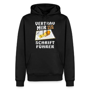 SCHRIFTFÜHRER - Männer Premium Bio Hoodie - Schwarz - Vorne - Nico (187cm)