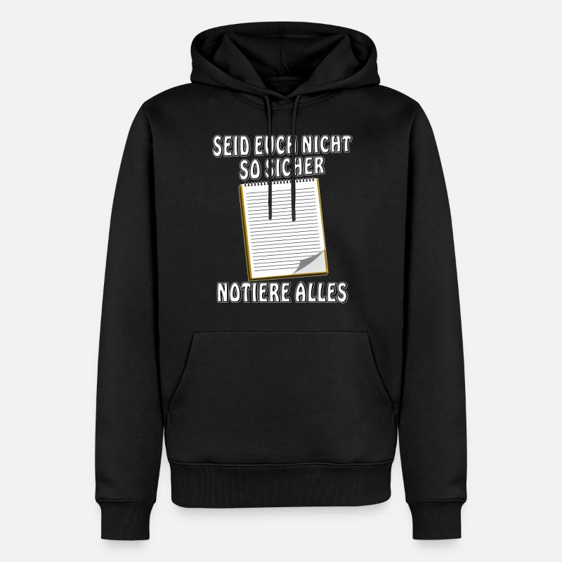 NOTIZBLOCK NOTIERE ALLES - Männer Premium Bio Hoodie - Schwarz