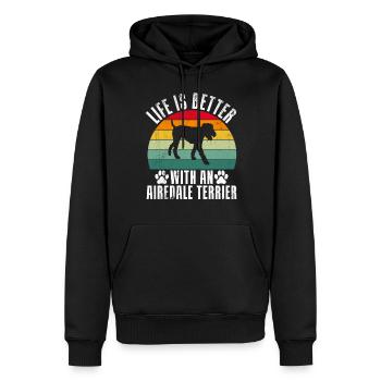 Airedale Terrier Gifts - Männer Premium Bio Hoodie - Schwarz - Vorne - Nico (187cm)