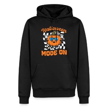 Funny Halloween Pumpkin I Halloween Mode On - Männer Premium Bio Hoodie - Schwarz - Vorne - Nico (187cm)