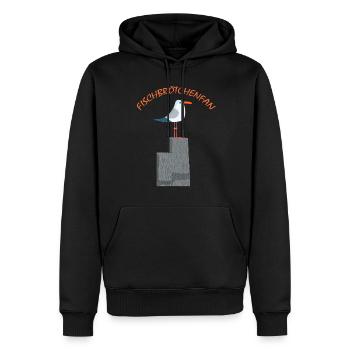 Fischbrötchen Fan die Möwe - Männer Premium Bio Hoodie - Schwarz - Vorne - Nico (187cm)