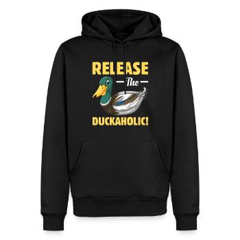 Lâchez le plaisir des canards alcoolisés - Sweat à capuche Premium bio Homme - noir - Devant - Nico (187cm)