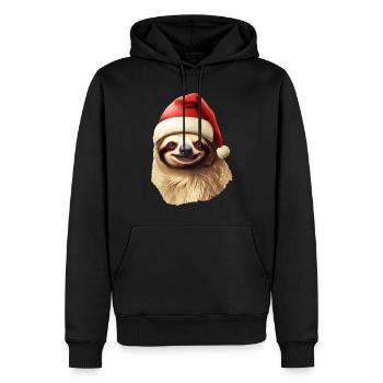Faultier Mit Weihnachtsmütze Weihnachten Outfit - Männer Premium Bio Hoodie - Schwarz - Vorne - Nico (187cm)