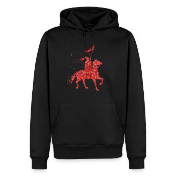 Cheval, cheval, équitation, armure de chevalier médiéval - Sweat à capuche Premium bio Homme - noir - Devant - Nico (187cm)