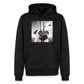 Selfie Mops Ufo Hund Lustige Alien Ufo - Männer Premium Bio Hoodie - Schwarz - Vorne - Nico (187cm)