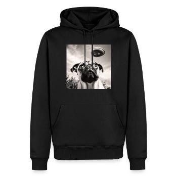 Selfie Mops Ufo Hund Lustige Alien Ufo - Männer Premium Bio Hoodie - Schwarz - Vorne - Nico (187cm)