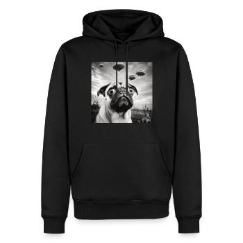Selfie Mops Ufo Hund Lustige Alien Ufo - Männer Premium Bio Hoodie - Schwarz - Vorne - Nico (187cm)