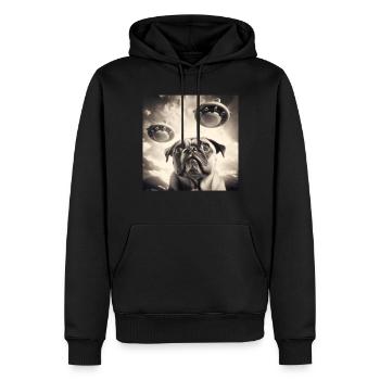 Selfie Mops Ufo Hund Lustige Alien Ufo - Männer Premium Bio Hoodie - Schwarz - Vorne - Nico (187cm)