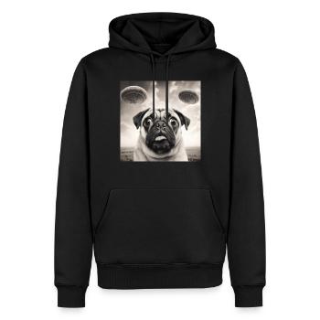 Selfie Mops Ufo Hund Lustige Alien Ufo - Männer Premium Bio Hoodie - Schwarz - Vorne - Nico (187cm)