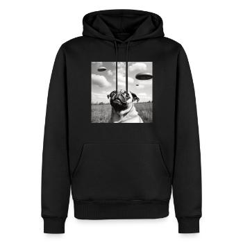 Selfie Mops Ufo Hund Lustige Alien Ufo - Männer Premium Bio Hoodie - Schwarz - Vorne - Nico (187cm)