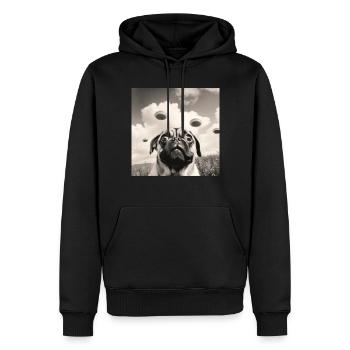 Selfie Mops Ufo Hund Lustige Alien Ufo - Männer Premium Bio Hoodie - Schwarz - Vorne - Nico (187cm)