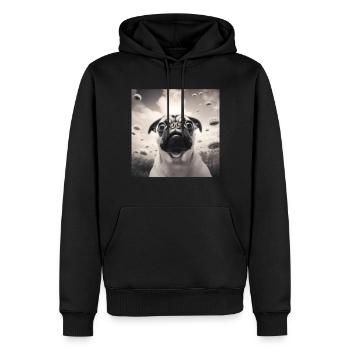 Selfie Mops Ufo Hund Lustige Alien Ufo - Männer Premium Bio Hoodie - Schwarz - Vorne - Nico (187cm)