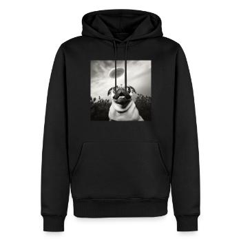 Selfie Mops Ufo Hund Lustige Alien Ufo - Männer Premium Bio Hoodie - Schwarz - Vorne - Nico (187cm)