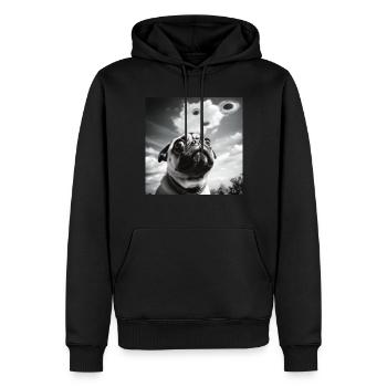 Selfie Mops Ufo Hund Lustige Alien Ufo - Männer Premium Bio Hoodie - Schwarz - Vorne - Nico (187cm)
