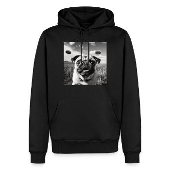 Selfie Mops Ufo Hund Lustige Alien Ufo - Männer Premium Bio Hoodie - Schwarz - Vorne - Nico (187cm)