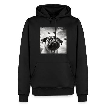 Selfie Mops Ufo Hund Lustige Alien Ufo - Männer Premium Bio Hoodie - Schwarz - Vorne - Nico (187cm)