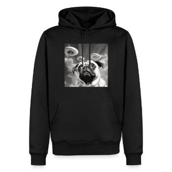 Selfie Mops Ufo Hund Lustige Alien Ufo - Männer Premium Bio Hoodie - Schwarz - Vorne - Nico (187cm)