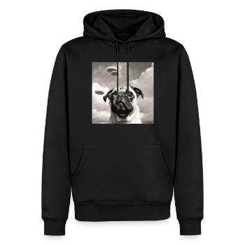 Selfie Mops Ufo Hund Lustige Alien Ufo - Männer Premium Bio Hoodie - Schwarz - Vorne - Nico (187cm)