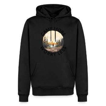 Campen Sie mehr Sorgen weniger - Männer Premium Bio Hoodie - Schwarz - Vorne - Nico (187cm)