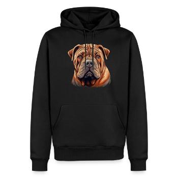 Shar Pei - Sweat à capuche Premium bio Homme - noir - Devant - Nico (187cm)