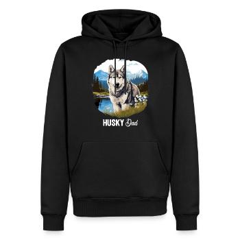 Husky - Männer Premium Bio Hoodie - Schwarz - Vorne - Nico (187cm)