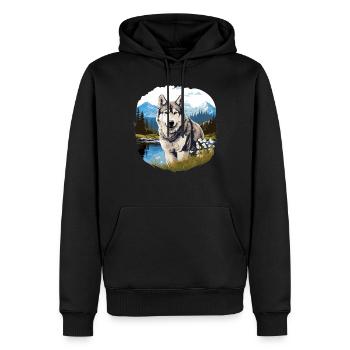 Husky - Männer Premium Bio Hoodie - Schwarz - Vorne - Nico (187cm)