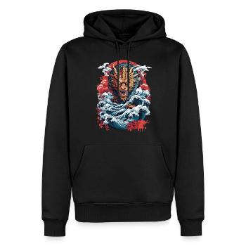 Japanischer Ukiyo-E Kunststil Drache Retro Design - Männer Premium Bio Hoodie - Schwarz - Vorne - Nico (187cm)