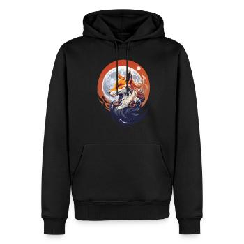 Mystic Fox in Moonlight Fantasy Kitsune - Men’s Premium Organic Hoodie - black - Front - Nico (187cm)