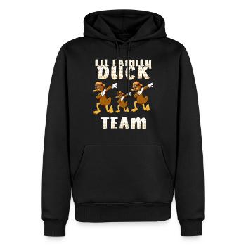 L’ÉQUIPE DE CANARDS DE LA FAMILLE LIL - Sweat à capuche Premium bio Homme - noir - Devant - Nico (187cm)