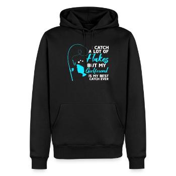 Fischer-Fischfänger, Fischer-Angelrute, - Männer Premium Bio Hoodie - Schwarz - Vorne - Nico (187cm)