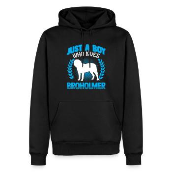 Just a boy who loves Broholmer - Men’s Premium Organic Hoodie - black - Front - Nico (187cm)
