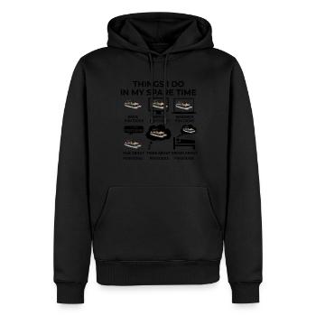 Ce que je fais pendant mon temps libre - Pontons - Sweat à capuche Premium bio Homme - noir - Devant - Nico (187cm)