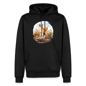 Shiba Inu - Sweat à capuche Premium bio Homme - noir - Devant - Nico (187cm)
