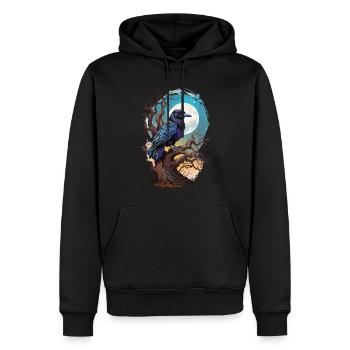 Okkulter Rabe Spirit Design Spiritueller Vogel - Männer Premium Bio Hoodie - Schwarz - Vorne - Nico (187cm)