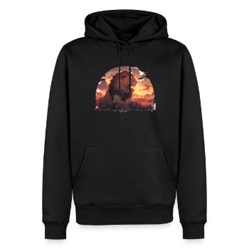 Lion, Chat Sauvage, Tête De Lion, Lion, Bébé, Gros Chat - Sweat à capuche Premium bio Homme - noir - Devant - Nico (187cm)