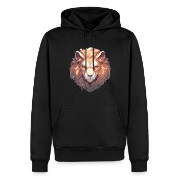 Lion, Chat Sauvage, Tête De Lion, Lion, Bébé, Gros Chat - Sweat à capuche Premium bio Homme - noir - Devant - Nico (187cm)