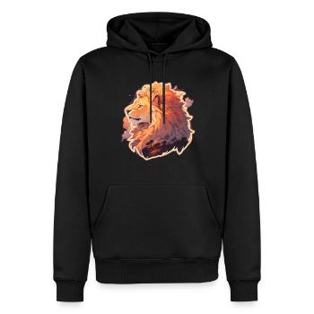 Lion, Chat Sauvage, Tête De Lion, Lion, Bébé, Gros Chat - Sweat à capuche Premium bio Homme - noir - Devant - Nico (187cm)