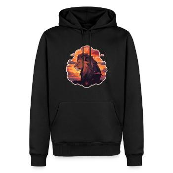 Lion, Chat sauvage, Tête de lion, Lion, Bébé, Gros chat - Sweat à capuche Premium bio Homme - noir - Devant - Nico (187cm)