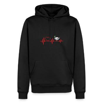 Ente Herzschlag Gummiente Rot Liebe Glück Ente - Männer Premium Bio Hoodie - Schwarz - Vorne - Nico (187cm)