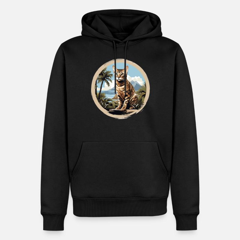 Chat du Bengale - Sweat à capuche Premium bio Homme - noir
