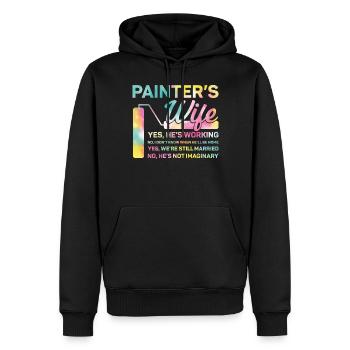 Peintre en bâtiment Décorateur Femme - Sweat à capuche Premium bio Homme - noir - Devant - Nico (187cm)