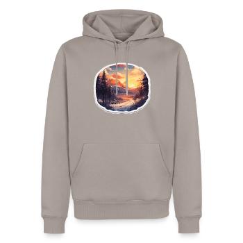 Hiver Winterlandschadt Domaine skiable Ski - Sweat à capuche Premium bio Homme - taupe - Devant - Nico (187cm)