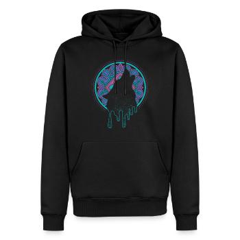 Wolf Wölfe Mond Winkinger Mittelalter Kriegerin - Männer Premium Bio Hoodie - Schwarz - Vorne - Nico (187cm)