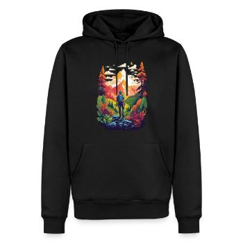 Randonnée dans la nature, la montagne et la forêt - Sweat à capuche Premium bio Homme - noir - Devant - Nico (187cm)