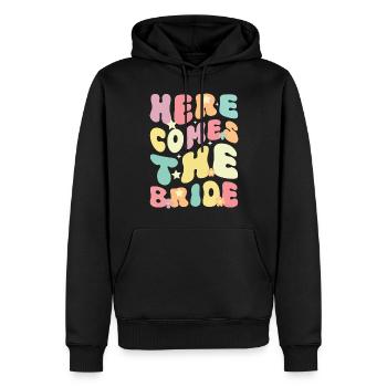 Demoiselle d’honneur fille groovy bachelorette - Sweat à capuche Premium bio Homme - noir - Devant - Nico (187cm)