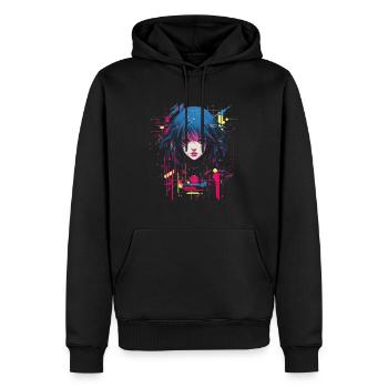 Goth Anime Mädchen Glitch Art Grunge - Männer Premium Bio Hoodie - Schwarz - Vorne - Nico (187cm)