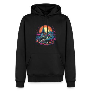Hippie Love Nature Colorful Meditation - Men’s Premium Organic Hoodie - black - Front - Nico (187cm)