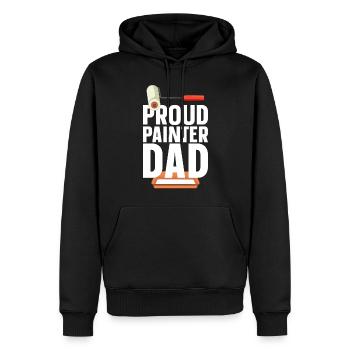 Peintre en bâtiment Décorateur Papa Fier - Sweat à capuche Premium bio Homme - noir - Devant - Nico (187cm)