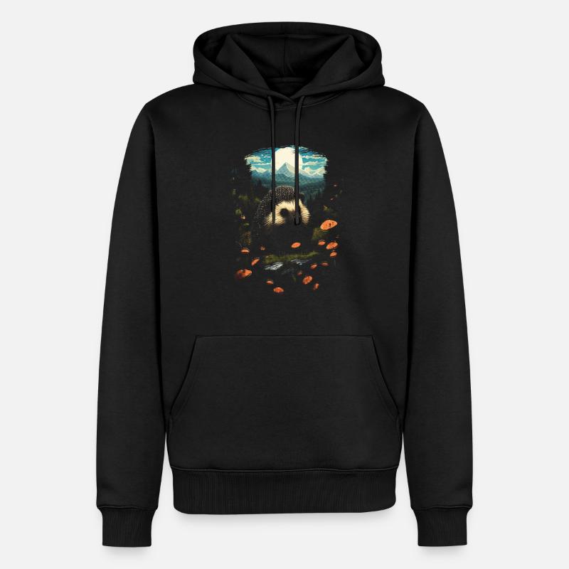 Igel Tier - Männer Premium Bio Hoodie - Schwarz