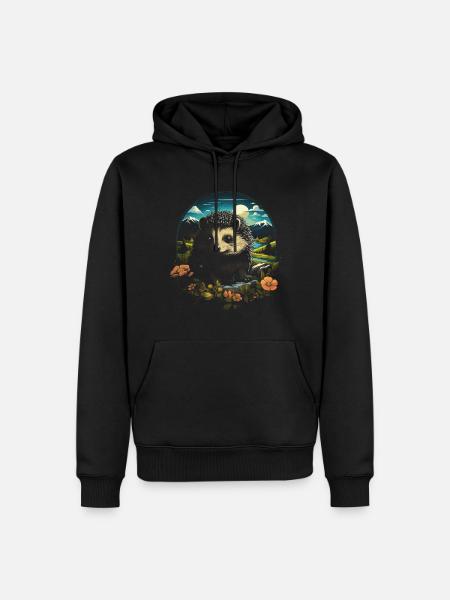 Igel Tier - Männer Premium Bio Hoodie - Schwarz